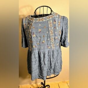Knox rose boho size extra large  womens shirt top blouse floral detail blue